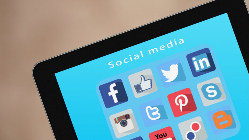 Social media icons on tablet