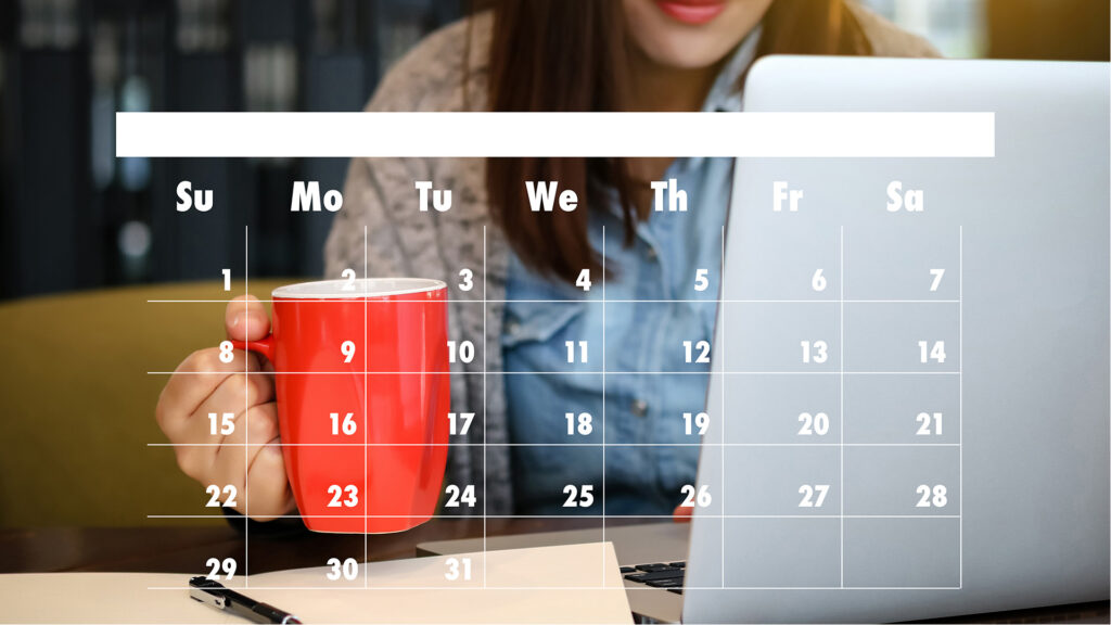 Calendar in front of girl