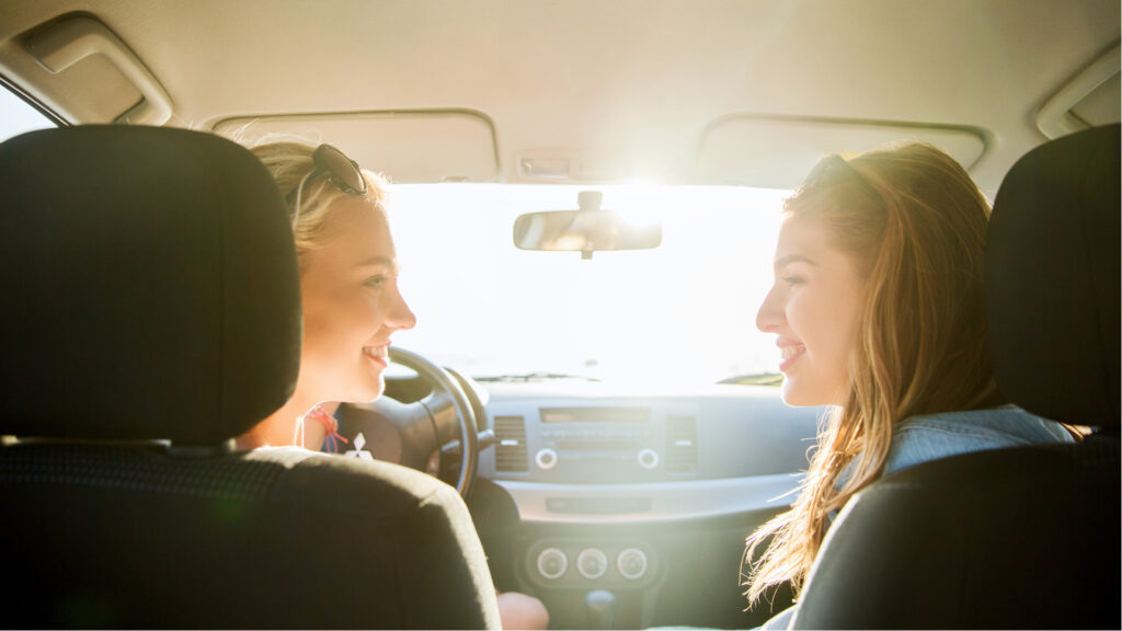 Teen girls in car