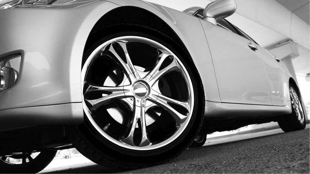 Front side of white sports car