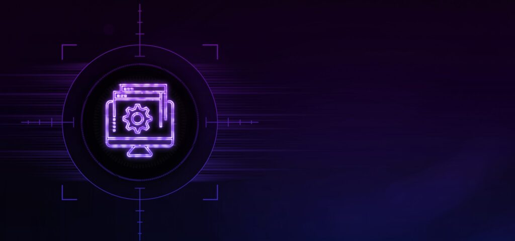 A marketing automation strategy represented by a computer and gear graphic.